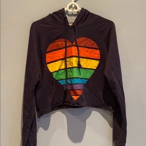 rainbow heart long sleeve crop sweater🌈